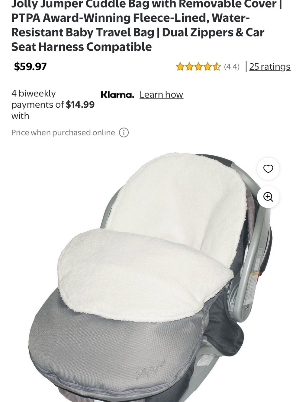 Jolly Jumper Cuddle Bag for car seat